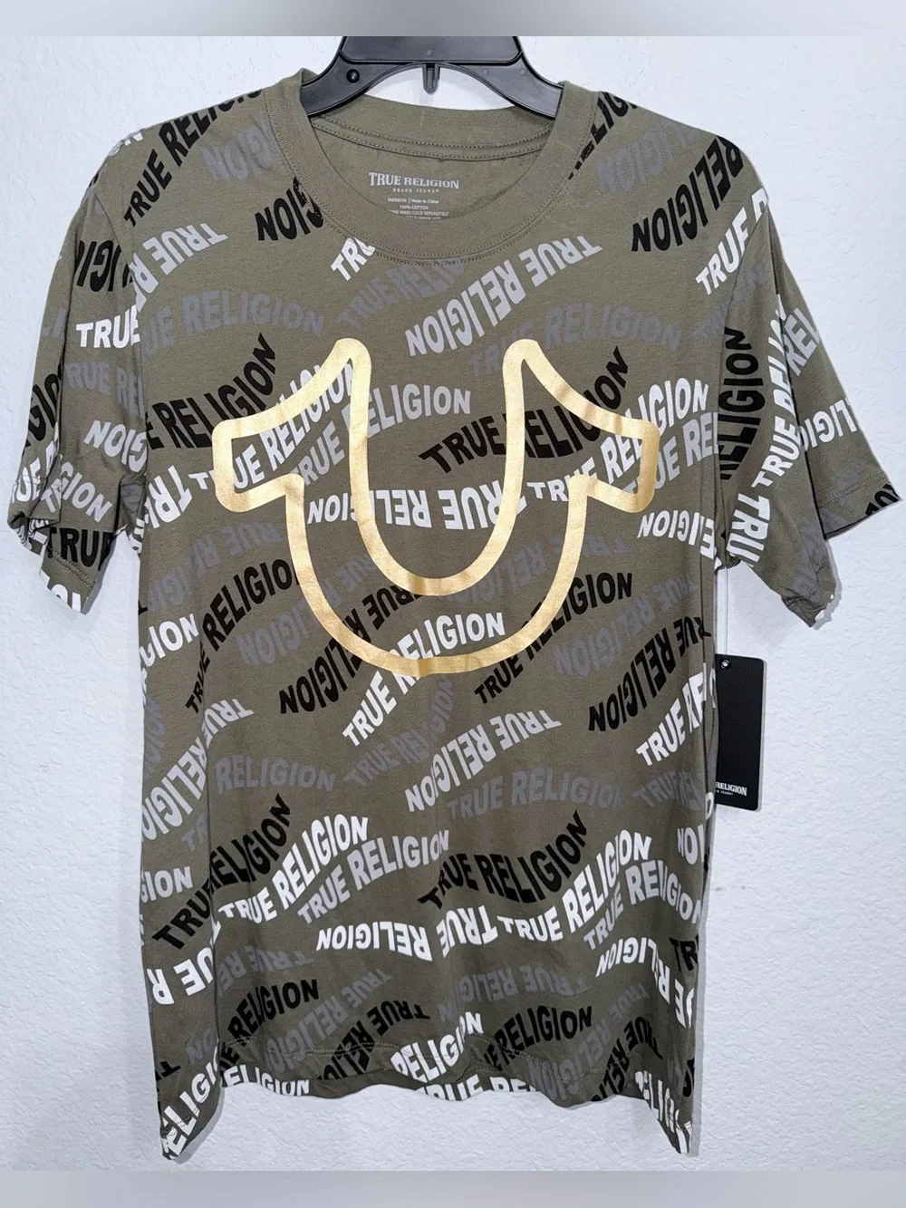 True Religion wavy AOP T-Shirt - Kalamata. Size M. NEW